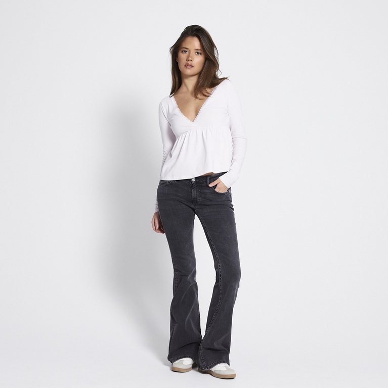 Long-sleeve v-neck top "Arielle" Soft Pink